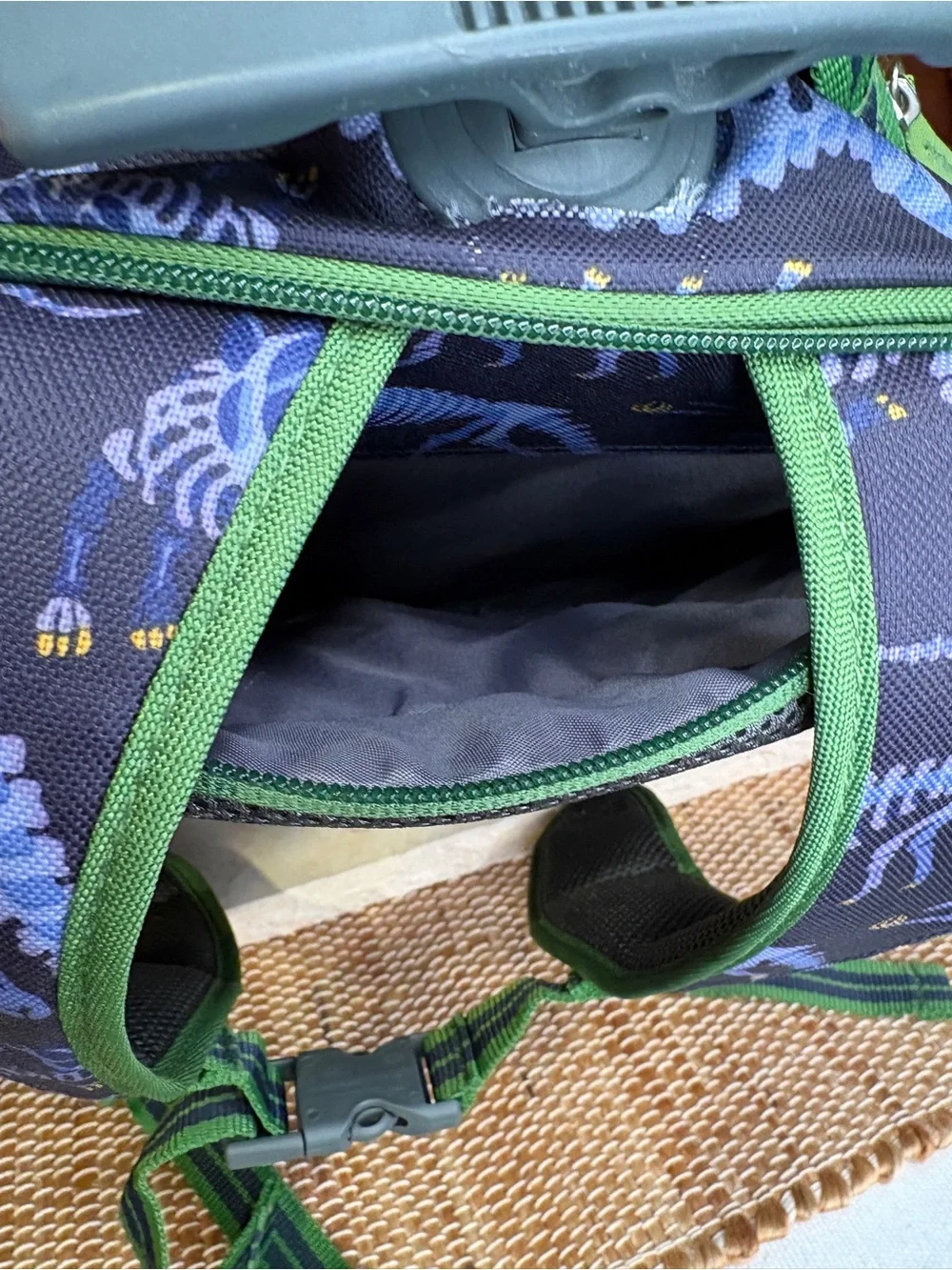 Pottery Barn Kids Mackenzie Rolling Dinosaur Backpack Navy Blue Green